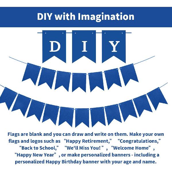 Blue Banner kit,  Phrase Banner, ize Your Party Banner Signs, Handwriting Banners Party Supplies Unique Decor With Letters A~Z and heart Stencil