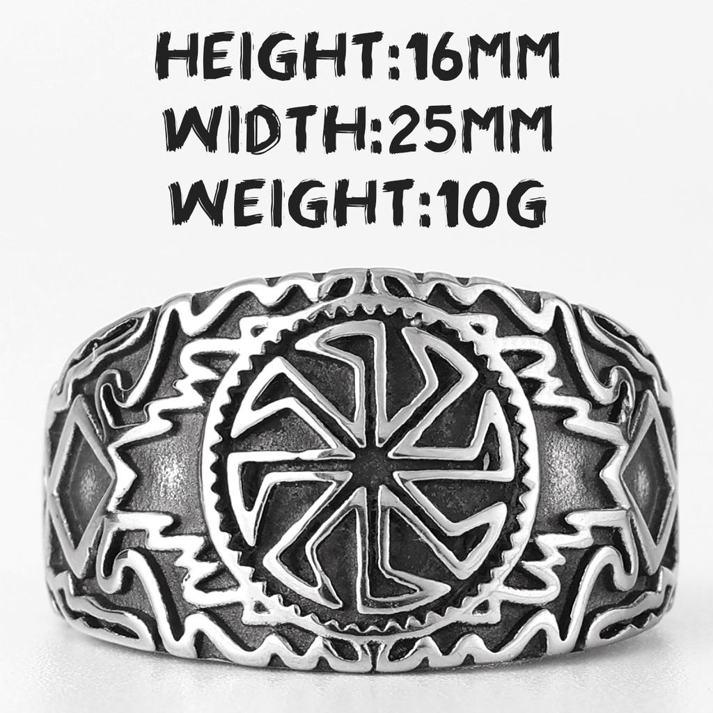 Vintage Viking Norse Mythology Stainless Steel Ring for Men Punk Hip Hop Jewelry Gift Boyfriend Creative Design