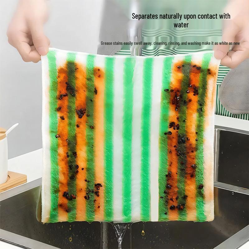 Bamboo Fiber Lint-Free Absorbent Dishcloth for Kitchen Cleaning