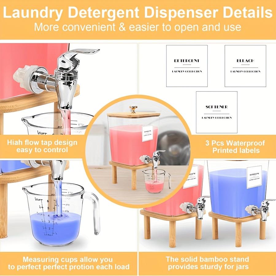 Wasmiddeldoseerder, Plastic Vloeibaar Wasmiddeldispenser met Kraan Wasverzachtercontainer Wasruimte Organizer
