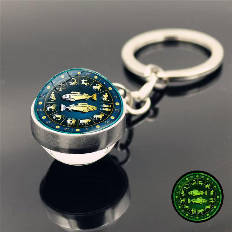 Luminous Zodiac Keychain: Dvanáct souhvězdí s přívěsky ve znamení Býka a Vodnáře