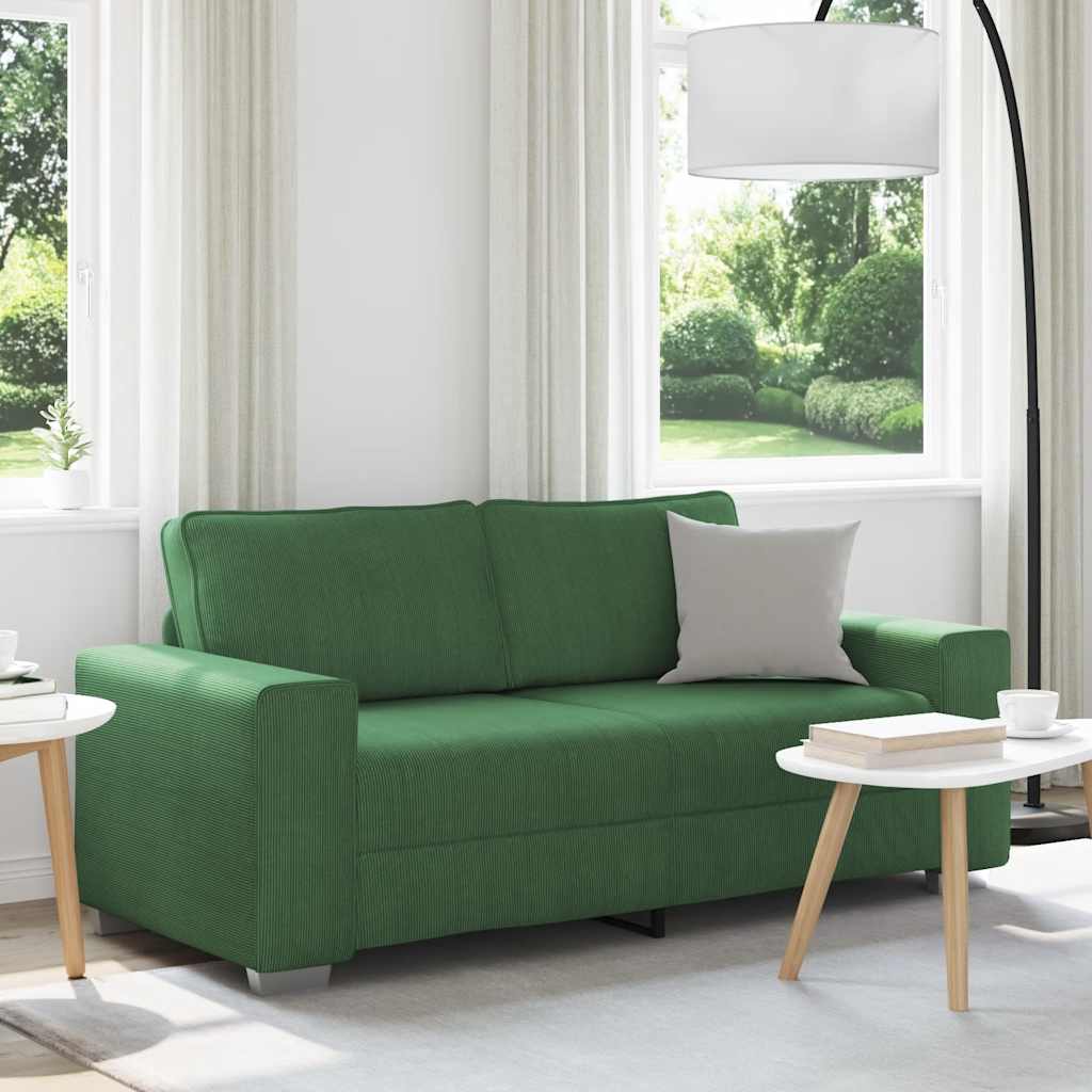 2 Seater Sofa in Dark Green 180 x 77 x 82 cm Cord Fabric