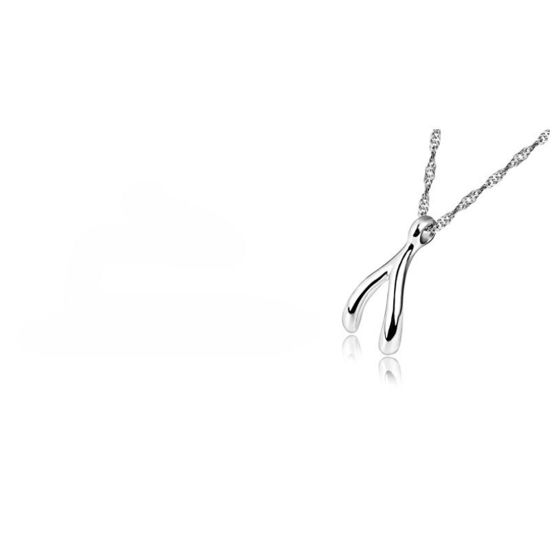 925 Sterling Silver Herringbone Pendant Wish Bone Necklace Same Love Token Korean Fashion Silver Jewelry Ornament