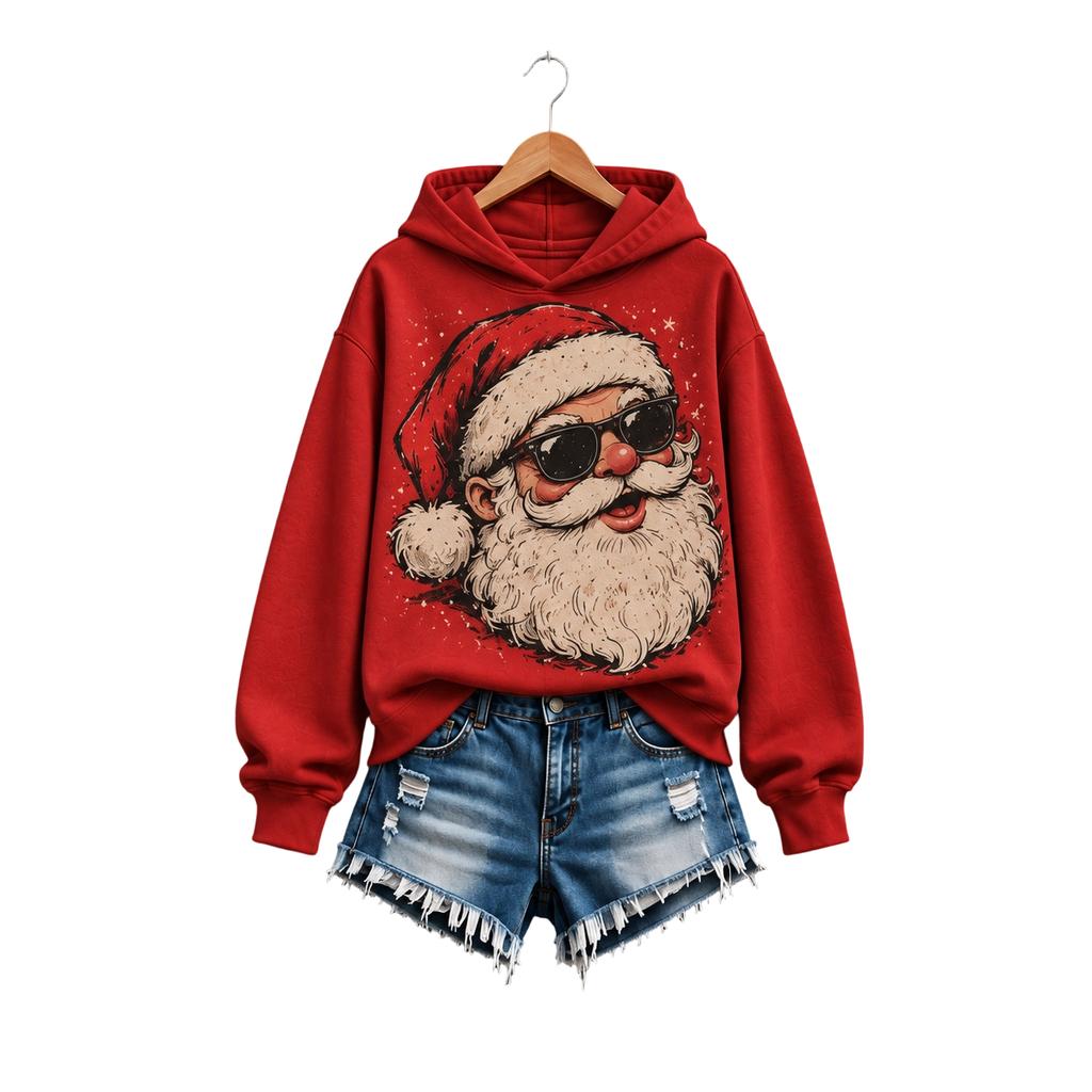 Women's Christmas Print Long Sleeve Round Neck Top for Holiday Party