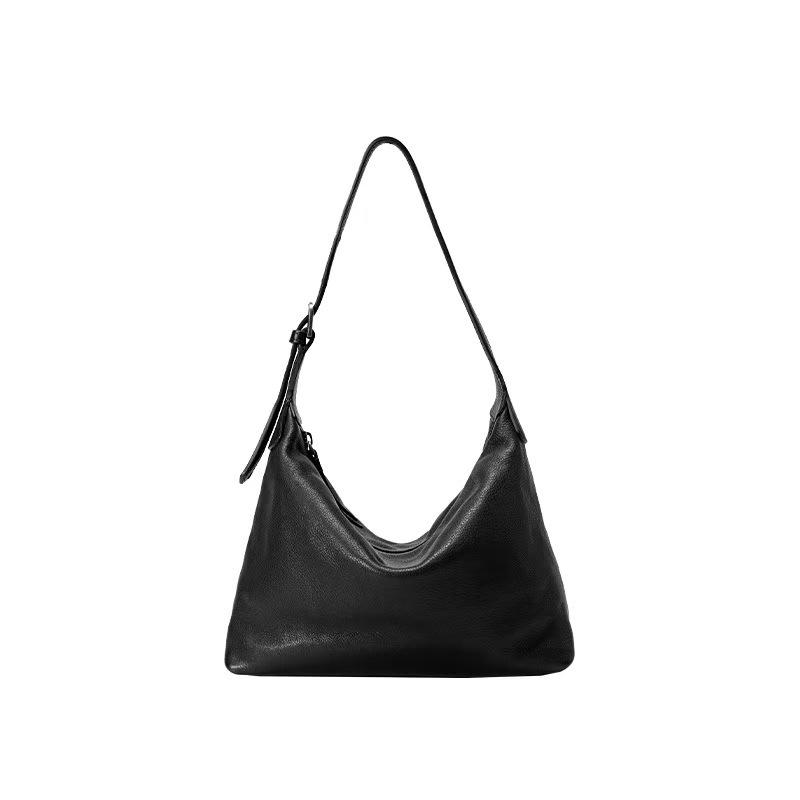 Leather First Layer Vegetable Tanned Cowhide Hobo Shoulder Armpit Bag Women'S Niche High-End Messenger Dumpling Bag