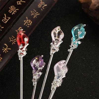 Female Women Classic Vintage Chinese Style Hanfu Accessories Hair Stick Hair Fork Hair Chopsticks Metal Hairpin