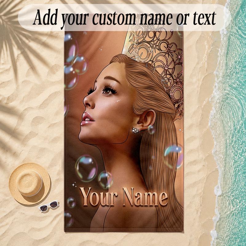 Beach TowelAriana Grande Custom Name Text Personalized Soft Towel for Beach Pool Indoor Home Decor Gift