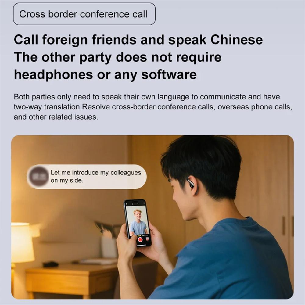 AI Translator Earbuds 144 Languages Noise Cancelling YJ-55 Bluetooth5.3 Earphones 3-in-1 Instant Smart Voice Real Time Headset