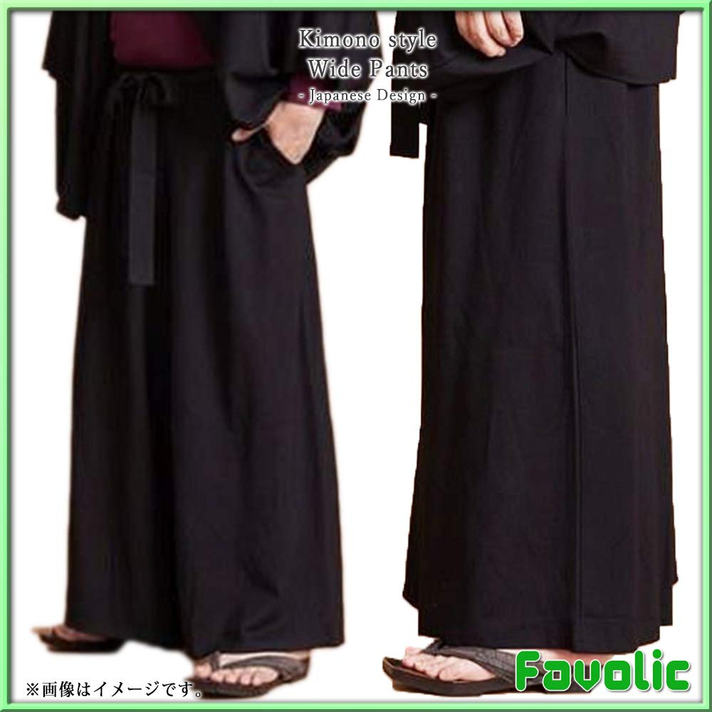 pants with a Japanese featuring a noble embroidery and Japanese suitable for happi and Favolic Free Kimono-style wide-leg design, pattern. Unisex,