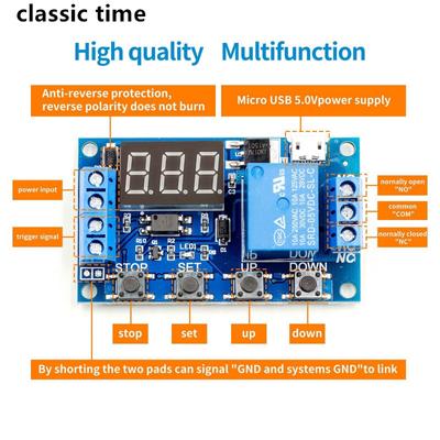DC 6-30V LED-Licht Digitales Zeitverzögerungsrelais Triggerzyklus-Timer-Verzögerungsschalter Platine Timing-Steuermodul