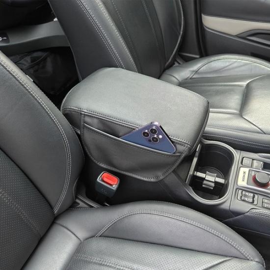 Upgraded Car Center Console Cover, Leather Car Armrest Cover Cushion with 2