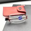 Fashion Metal Foldable Reading Glasses Ultralight Men Business Presbyopia Glasses Eyewear With Random Case +0.5to+4.0
