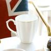 Pure White Brief Ceramic Mug, Bone China, Household Office Coffee Milk Cup with Gold Rim Mark, Drinkware Gift, Porcelain