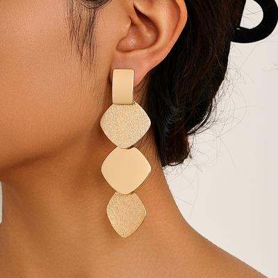 Fashion Temperament Metal Geometric Square Tassel Earrings For Women