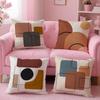 Geometric Square Warm Color Modern Simplicity Cushion Cover Pillow Case Soft Friendly Fabric  Concealed Zipper