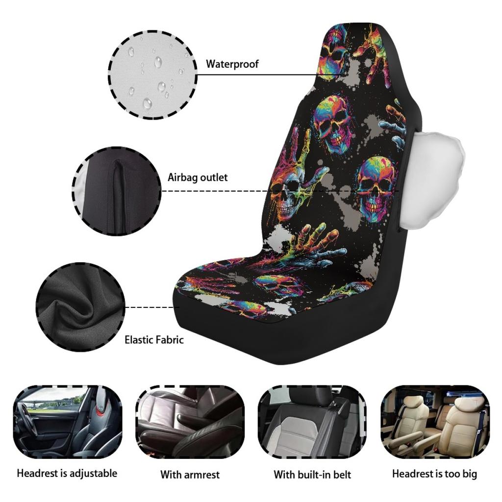 Universal Auto Seat Covers Digital Print Abstract Patterns Waterproof Airbag Compatible Front Rear Seat Protectors Full Set