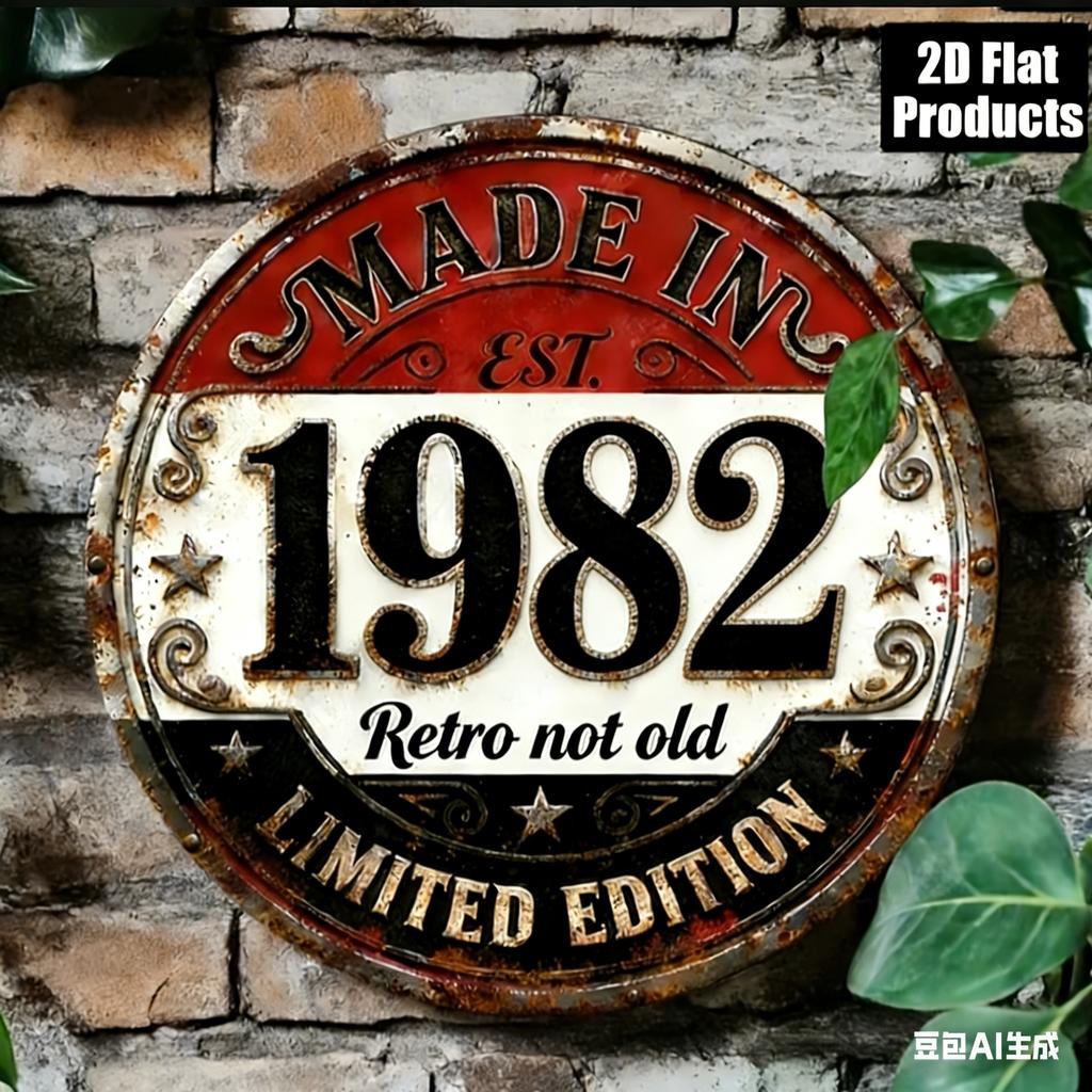 Hergestellt in Retro Nicht Alt D Flach Rund Metallschild Limitierte Auflage Vintage Rustikal Wanddekor für Zuhause Bar Café