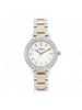 Dual-color Women's Wristwatch with Crystal White Dial and Stainless Steel Strap, ES2409