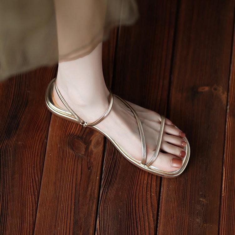 Fashion 2025 Summer Gladiator Women Sandals Fashion Elegant Narrow Band Clip Toe Shoes  Comfort Flats