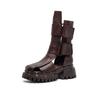 2026 Summer New Arrival Women's Genuine Leather Roman Sandals Chunky Platform Ankle Boots Hollow Out Retro Fashion Walking Shoes