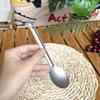1/4Pcs Portable Camping Titanium Metal Long Handle Anti Scalding Anti-slip Spoon Fork Light Weight Tableware