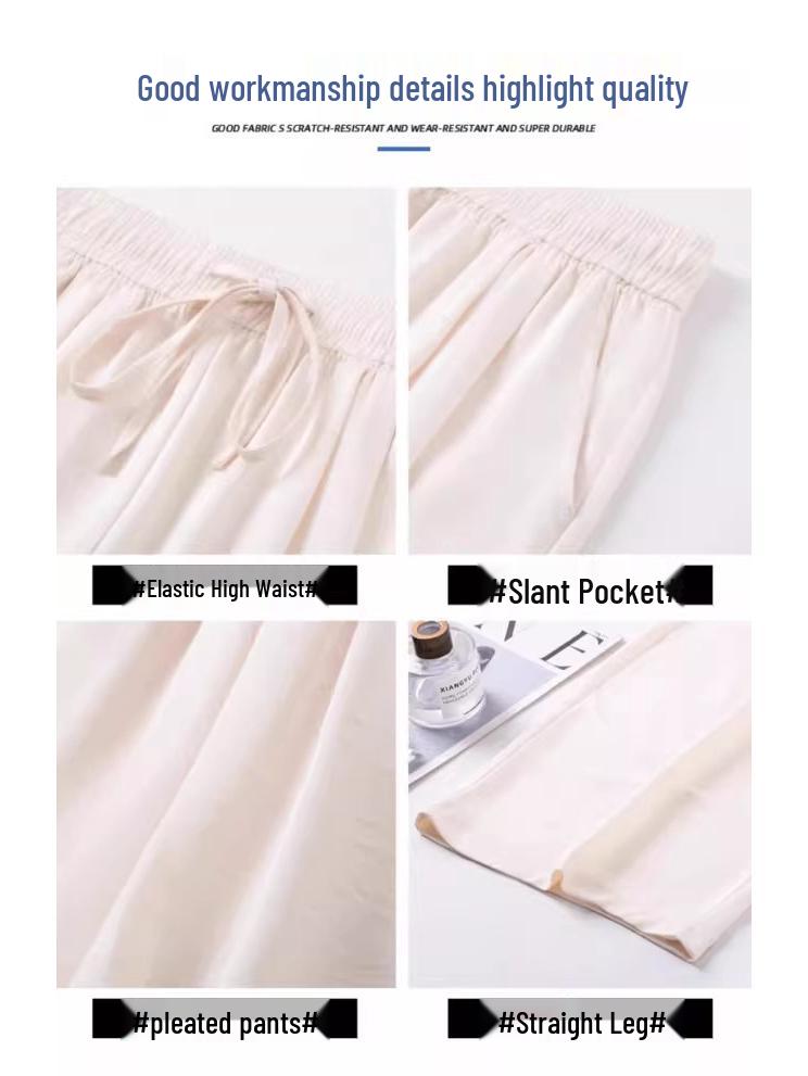 Slimming Women's Summer 2026 High-Waisted Satin Jacquard Straight-Leg Pants