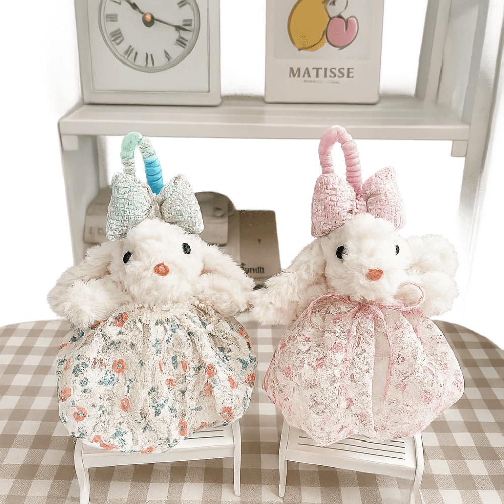 Princess Pearl Dress Bow Plush Rabbit Keychain Cartoon Rabbit Doll Keyring  As Kids Gift
