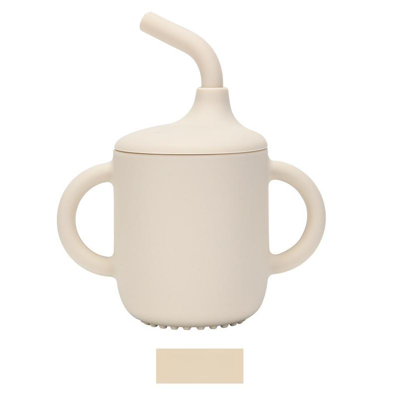 Tasse d'apprentissage pour boire, Tasse avec paille en silicone, couvercle et poignée, Anti-chute.