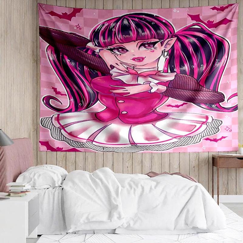 Monster High1 Tapestry for Bedroom Aesthetic Classroom Tapestries Wall Hanging for Living Room Dorm Office,Ideal Creative Gift