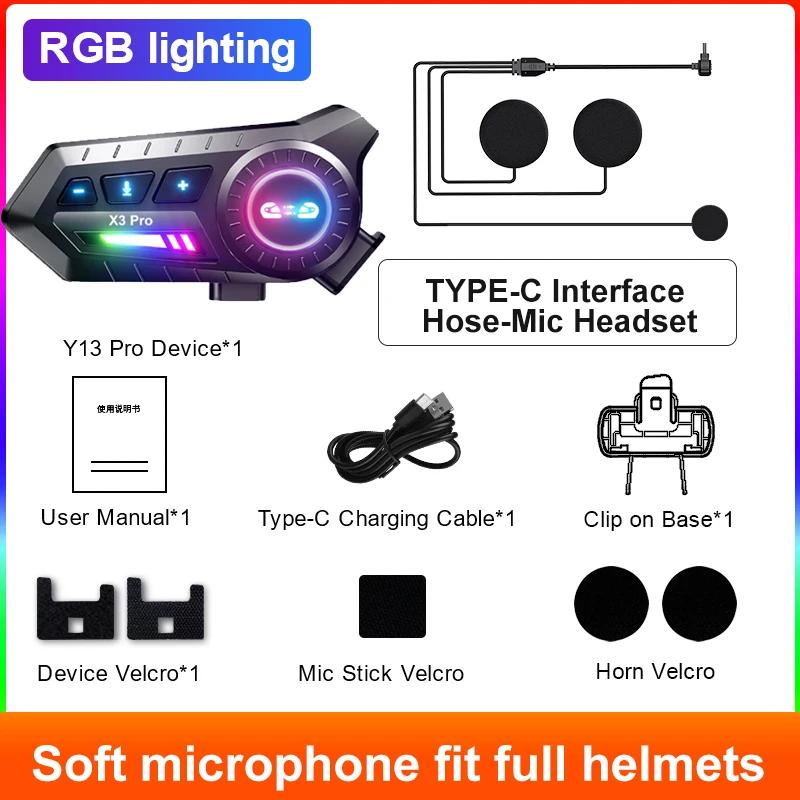 

1/2pcs X3 Pro Motorcycle Helmet Intercom BT6.0 Headset Waterproof 500m Intercomunicador Speaker with FM Radio Music Sharing