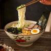 Large Chinese Retro Ceramic Ramen Bowl Set - Creative Home Tableware with Conical Hat Design