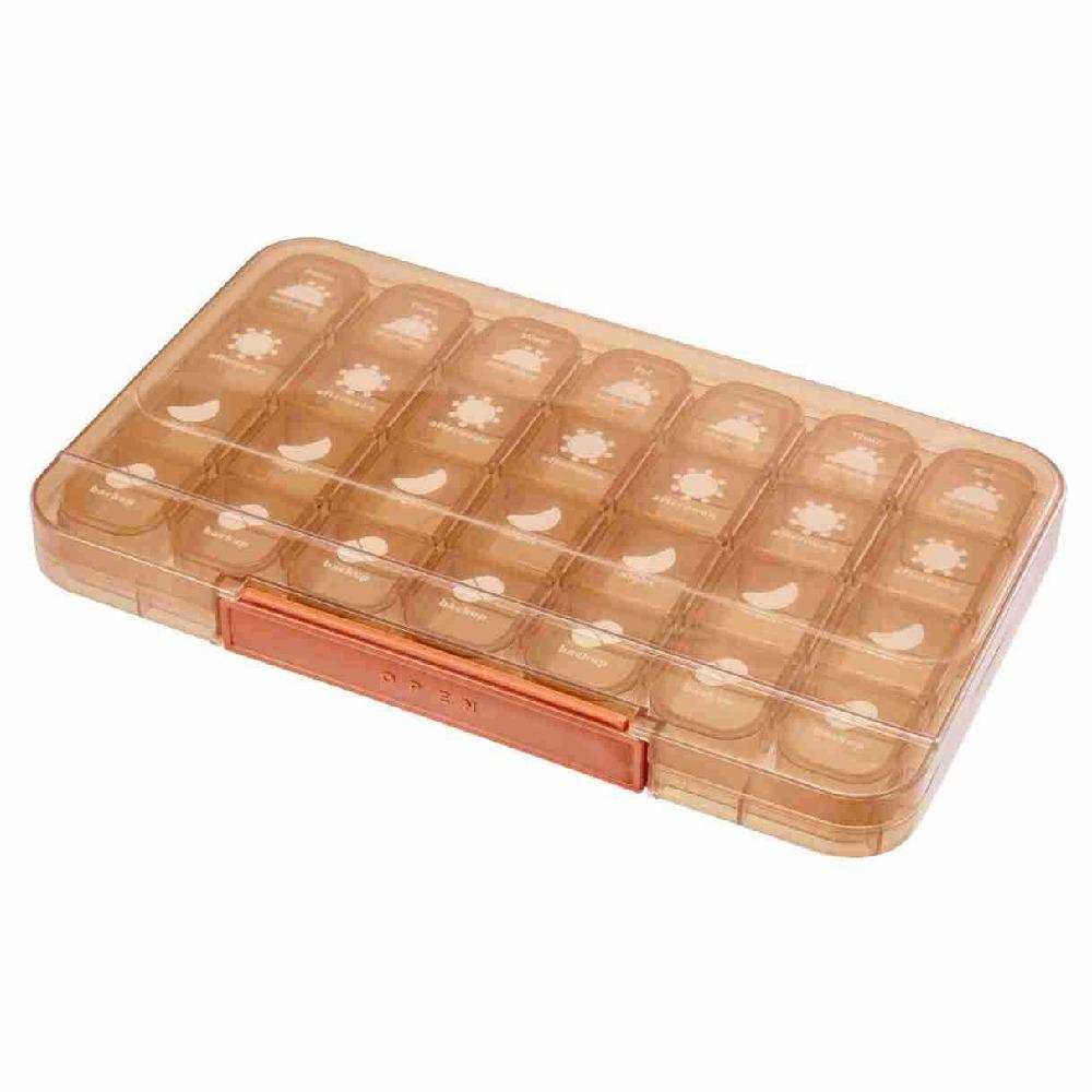 

28 Grid Weekly Pill Container Sealed Waterproof Medicine Storage Box Reusable Dust-proof Daily Pill Box Fish Oil&Supplements помаранчевий