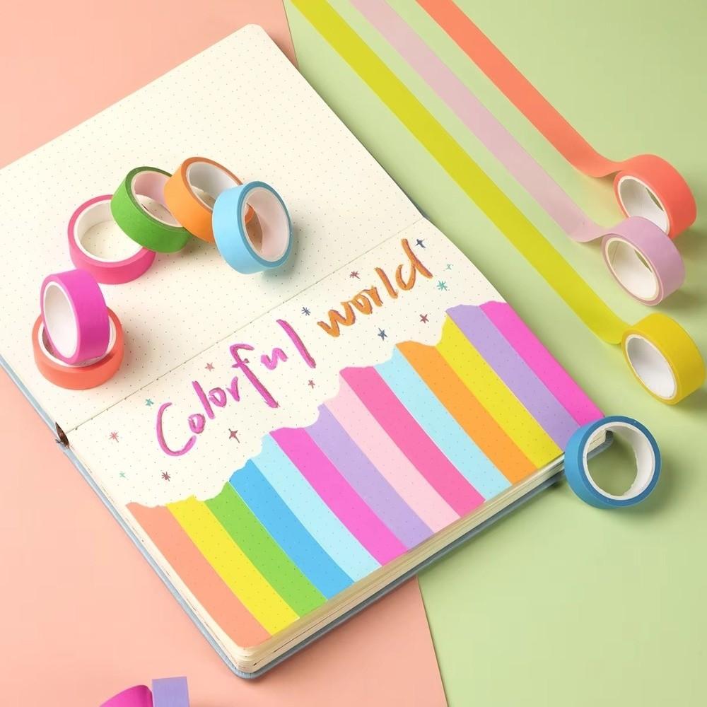 10 rolls Tearable Rainbow-colored Washi Tape Fluorescent Journals Tape Gift