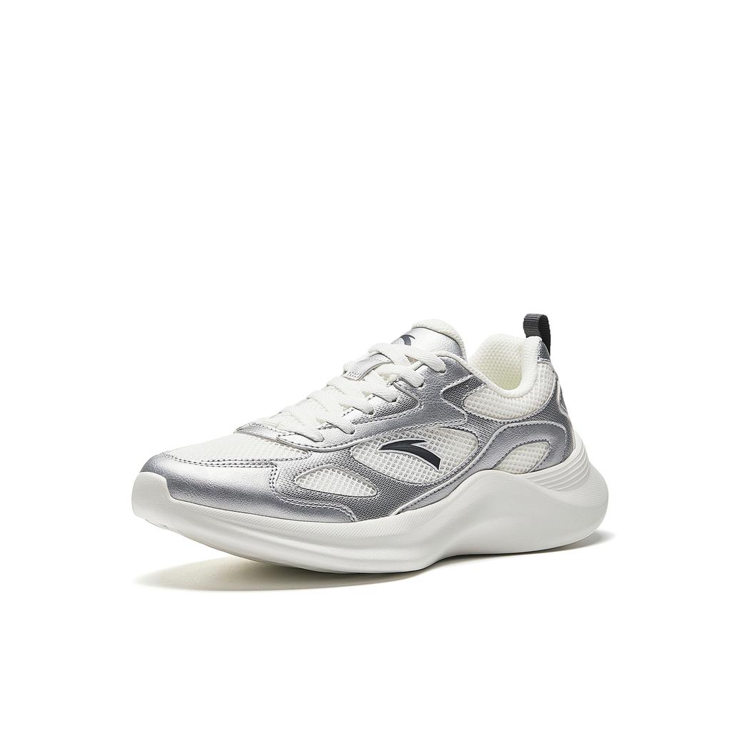 Anta Cushioning Abrasion Resistant Lightweight Low top Casual Shoes Women's White Silver 922618898-1