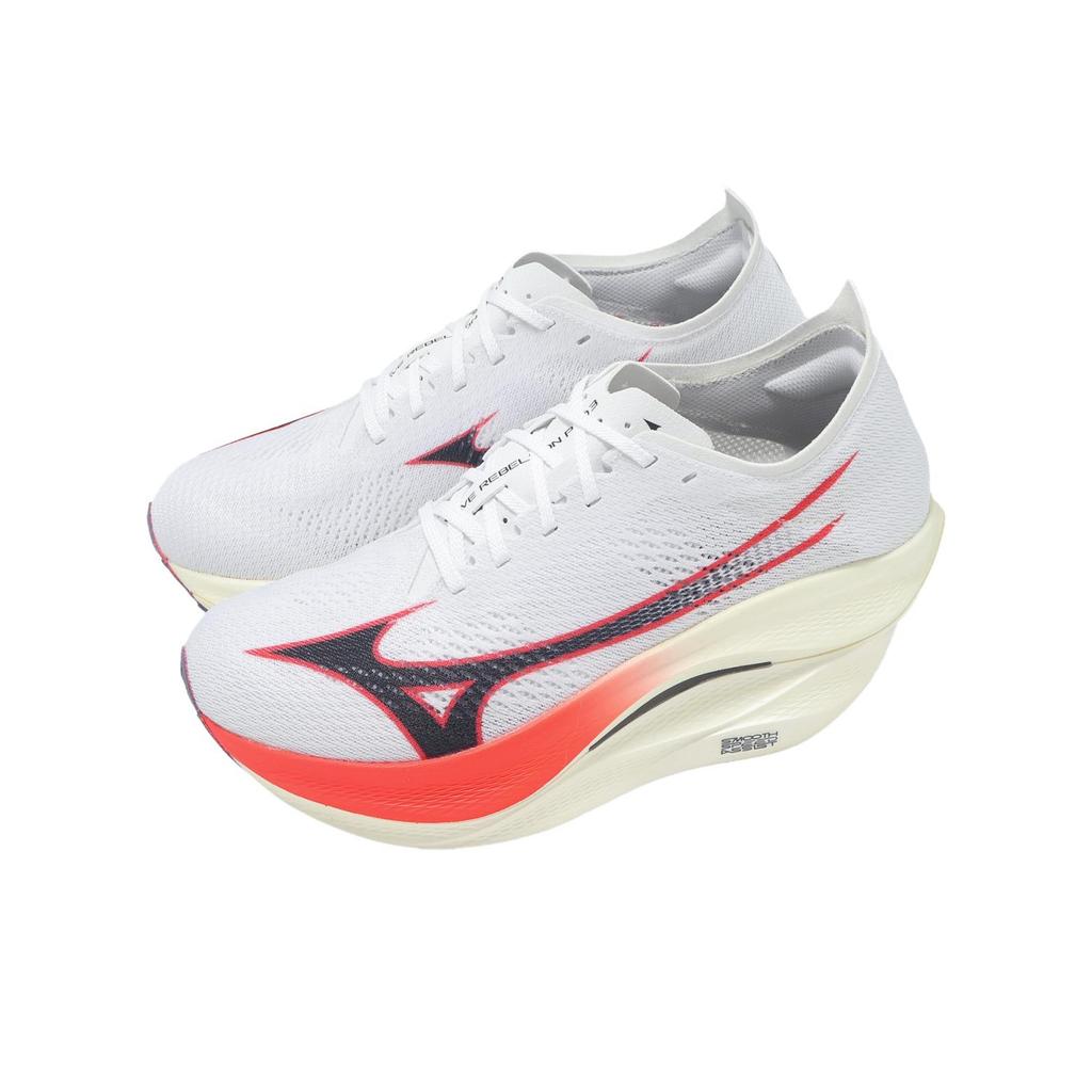 Mizuno Wave Rebellion Pro 3 White Baritone Blue Fiery Coral Men Sneakers U1GD253011