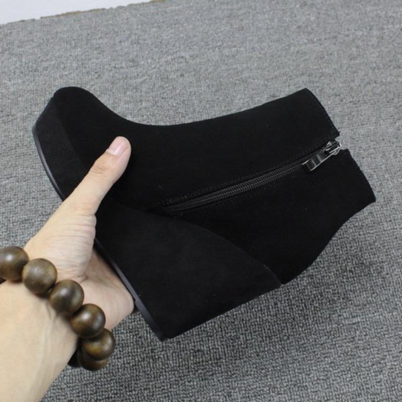 Fashion Platform Women High Heels Wedges Ankle Boots 2025 Winter Suede Designer Shoes Fashion Elegant Short Boots Dress New Trends Pumps