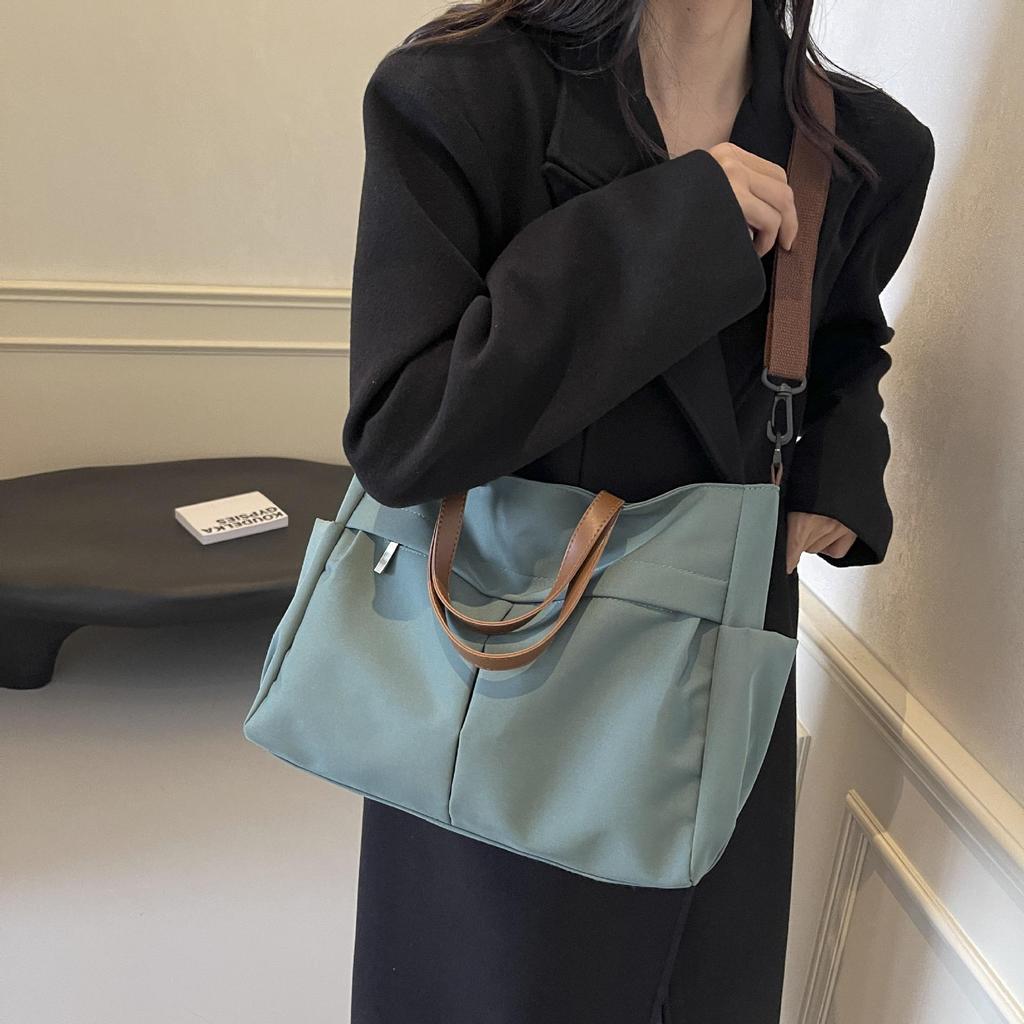 Korean Style Women's Large Nylon Tote Bag - Versatile Canvas Shoulder Bag