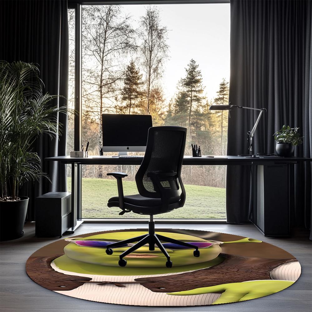 Runder Shrek-Teppich Teppich Stuhlteppich Teppich für Wohnbereiche Eingangsbereich Fußmatten, für Bürostuhl Wohnzimmer Schlafzimmer Küchenraum.