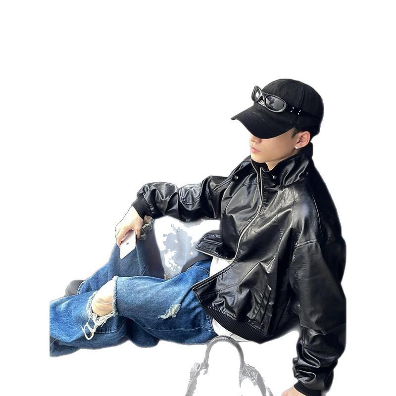 Herren Retro Amerikanischer Stil Leder Baseballjacke - Winter Motorrad Cleanfit