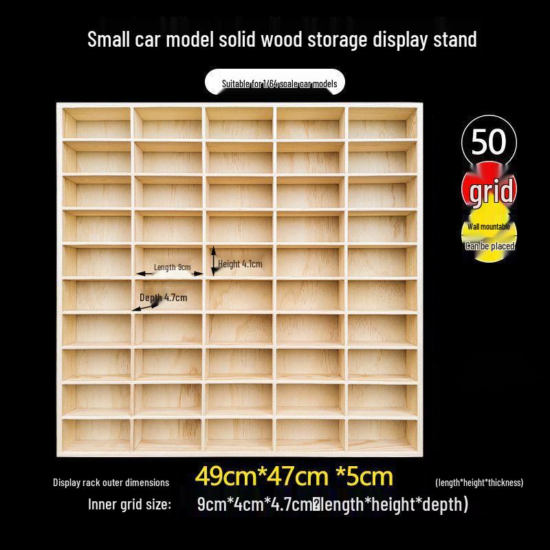 1:64 Solid Wood Multi-Compartment Display Rack for Hot Wheels & Tomica Toy Cars