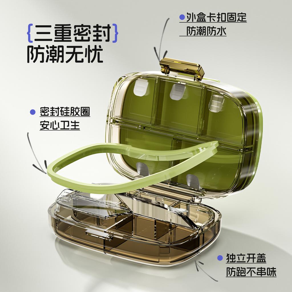 Portable Medicine Box, Medicine Packaging Box Seven Days a Week, Sealed Moisture-proof Portable Mini Large-capacity Tablet Storage Artifact