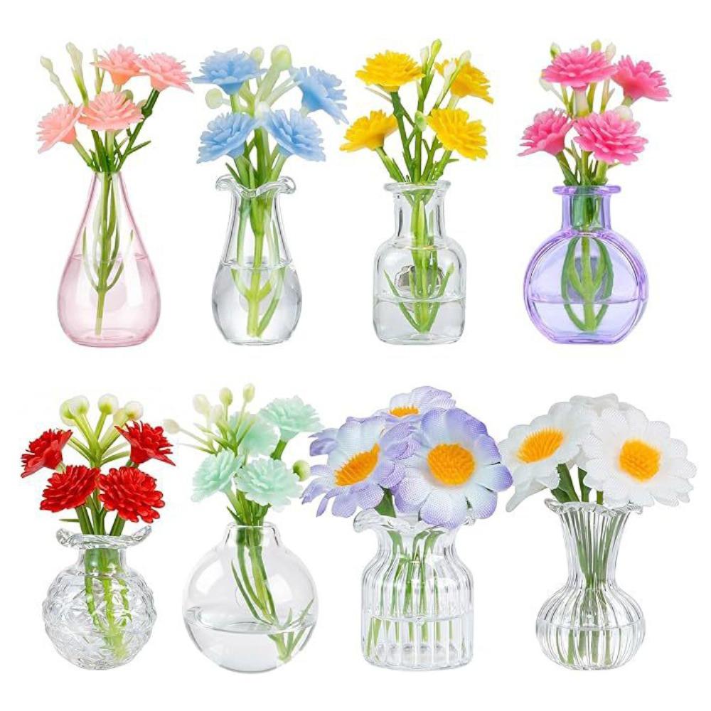 8Pcs/Set DIY Tiny Magnetic Bud Vases Creative Refrigerator Magnets Vase Living Room 8Pcs/Set