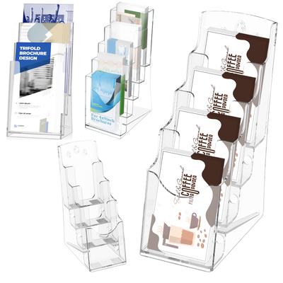 Acrylic Brochure Holder Clear Flyer Stand Literature Holder for Trifold Brochures Magazines Menus Pamphlets Booklets Documents