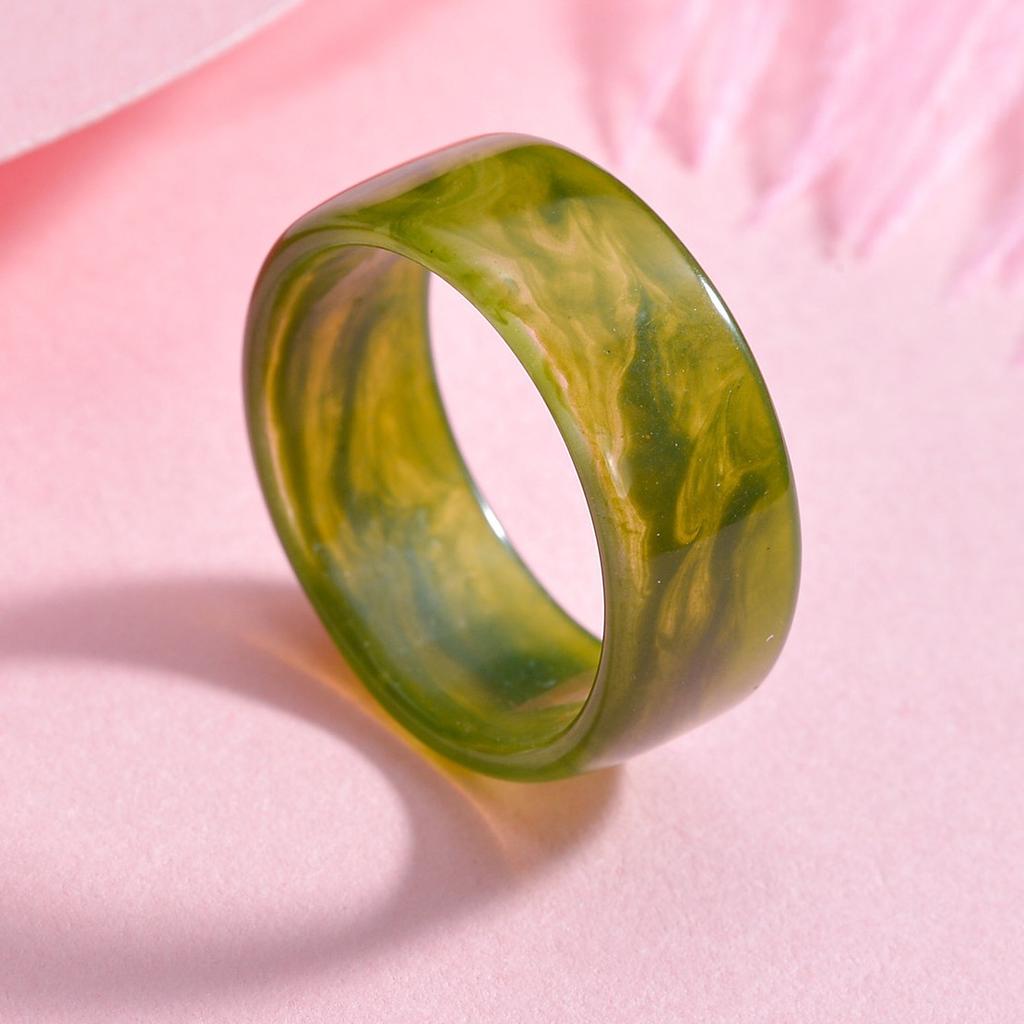 Hot Charm Colorful Transparent Rings Marble Pattern Geometric Resin Acrylic Rings for Women Jewelry Travel Gifts