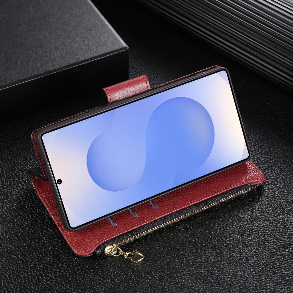 Custodia a Tracolla per Samsung Galaxy S25 Ultra Edge S24 Plus S23 FE S22 S21 S20 Note20 A56 A36 Fibbia Circolare Portafoglio Portacarte in Pelle