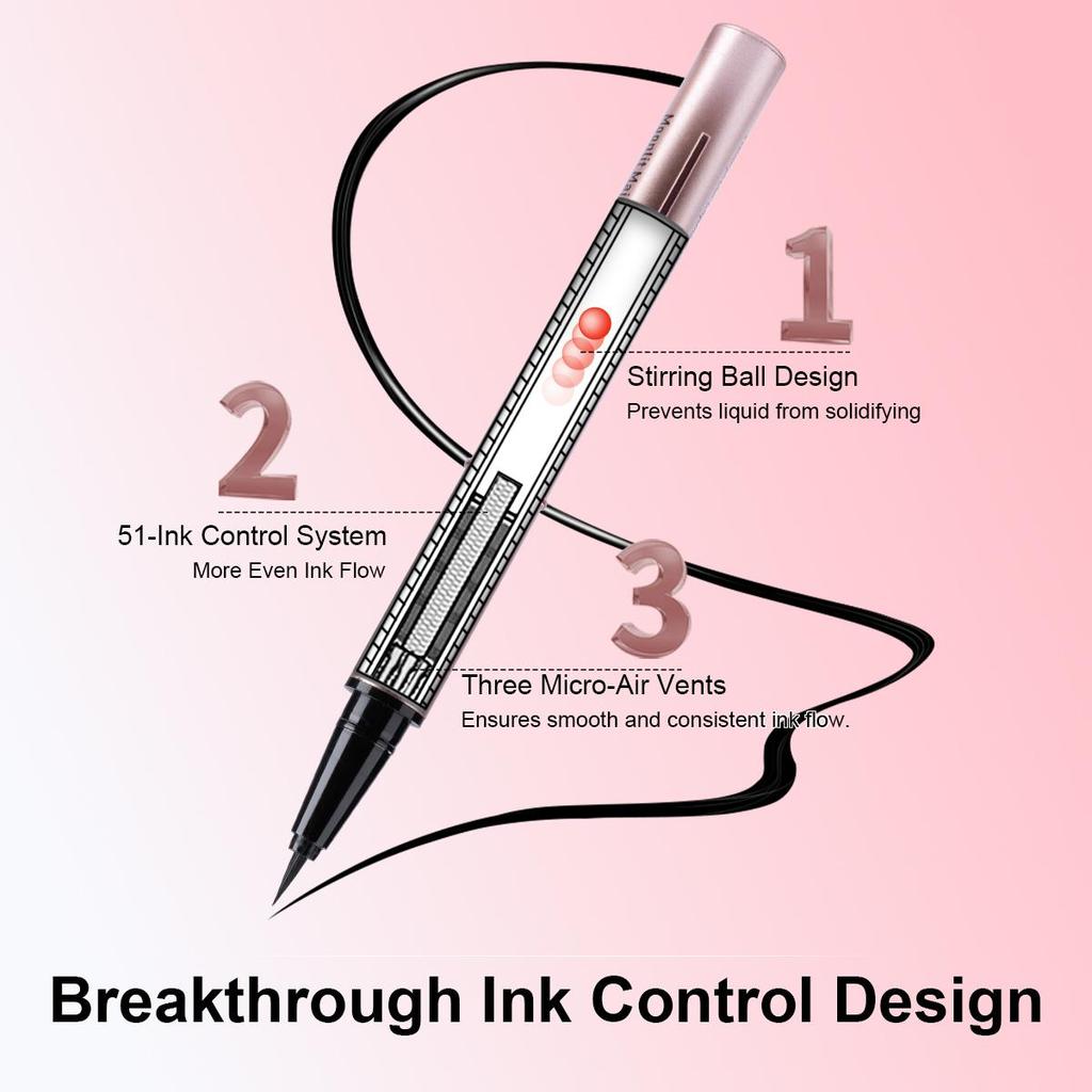 Liquid Eyeliner Pencil Adai Flower Makeup Cosmetics Black Brown 24 H Waterproof Relief Design