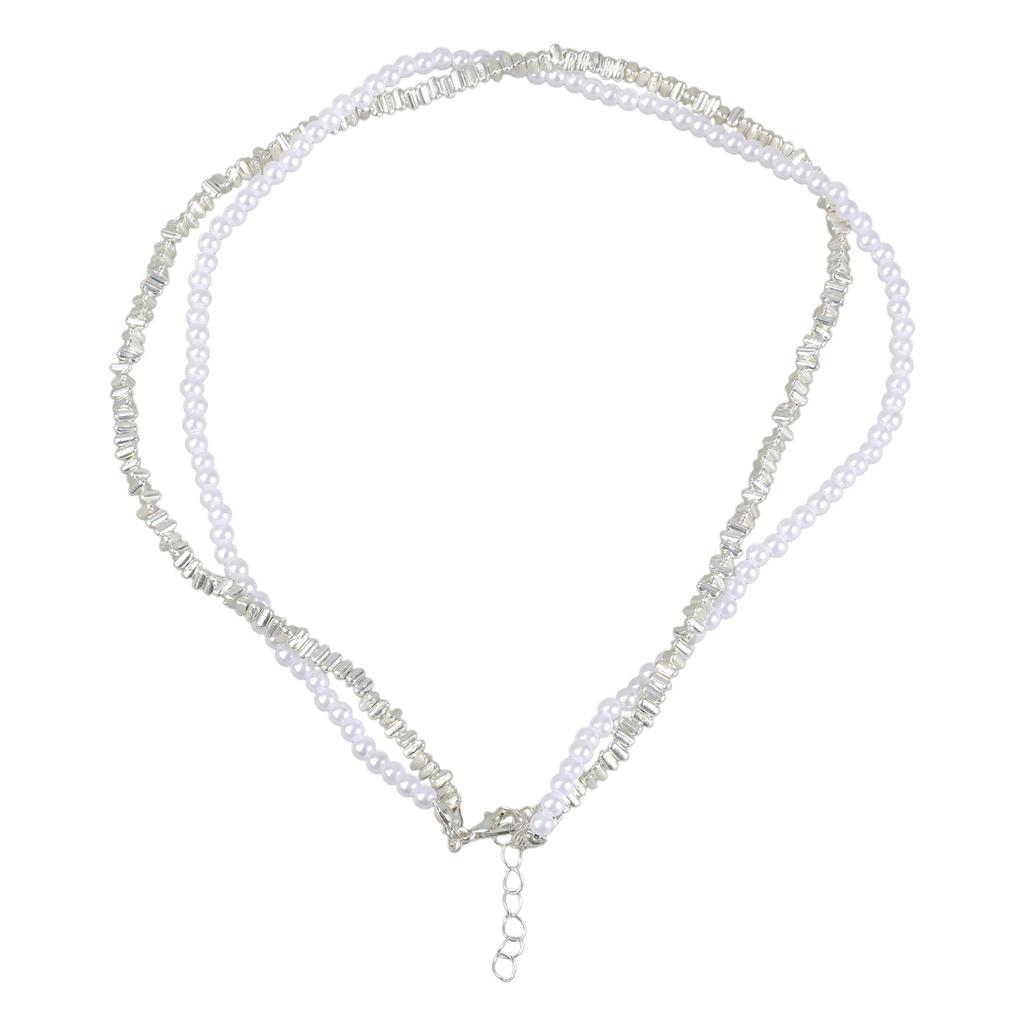 Elegant Two Layer Pearls Neck Chain with Easy To Use Magnetic Closure Adjustable Neckchain for Daily and Formal Wear