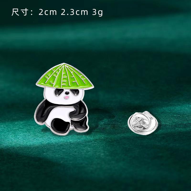 Chinese style panda brooch cute animal bag badge clothing bag accessories bamboo giant panda chain collar pin