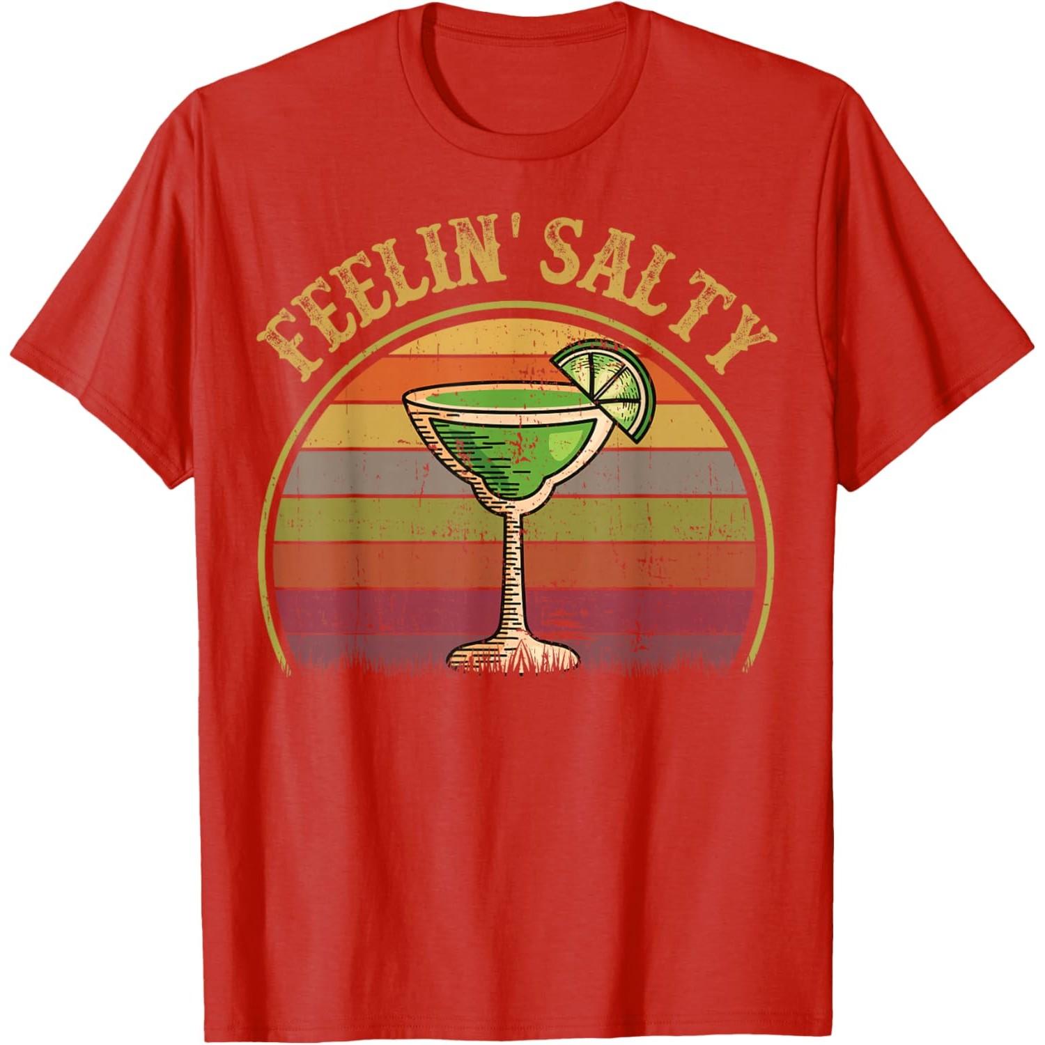 Feelin Salty Margarita Graphic Tee Vintage Retro Sunset Style T-Shirt Casual S