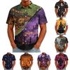 Men's Halloween Print Vintage Texture Shirt Open Front Loose Breathable Summer Sports Street Casual Everyday Shirt